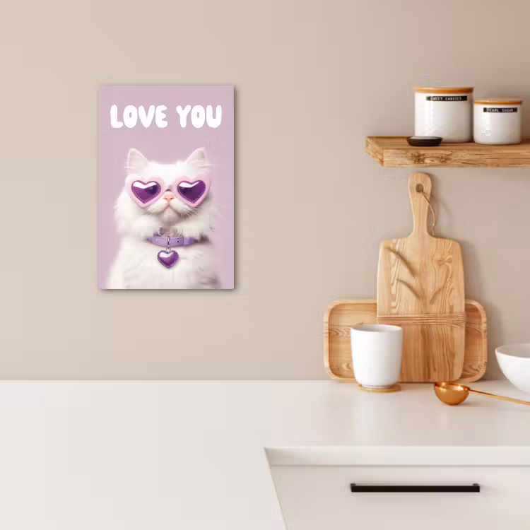 Leinwandbilder - Katze - Liebe - Lila - Valentinstag — 3