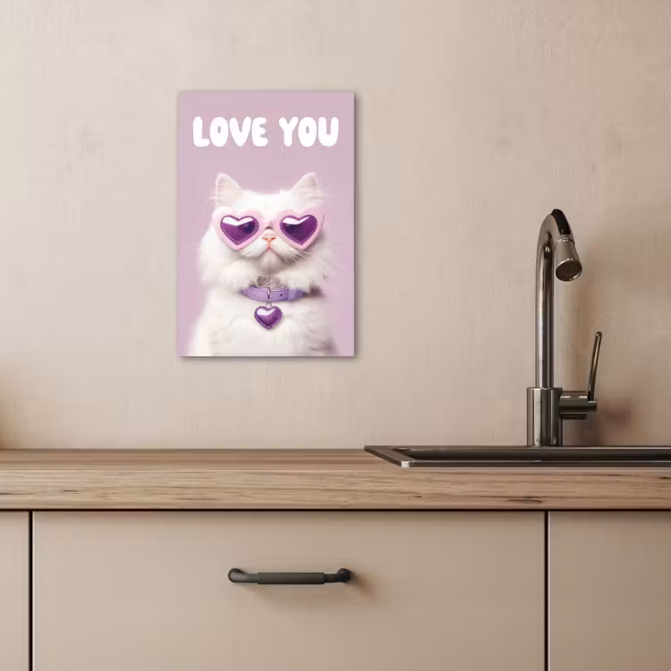 Leinwandbilder - Katze - Liebe - Lila - Valentinstag — 4