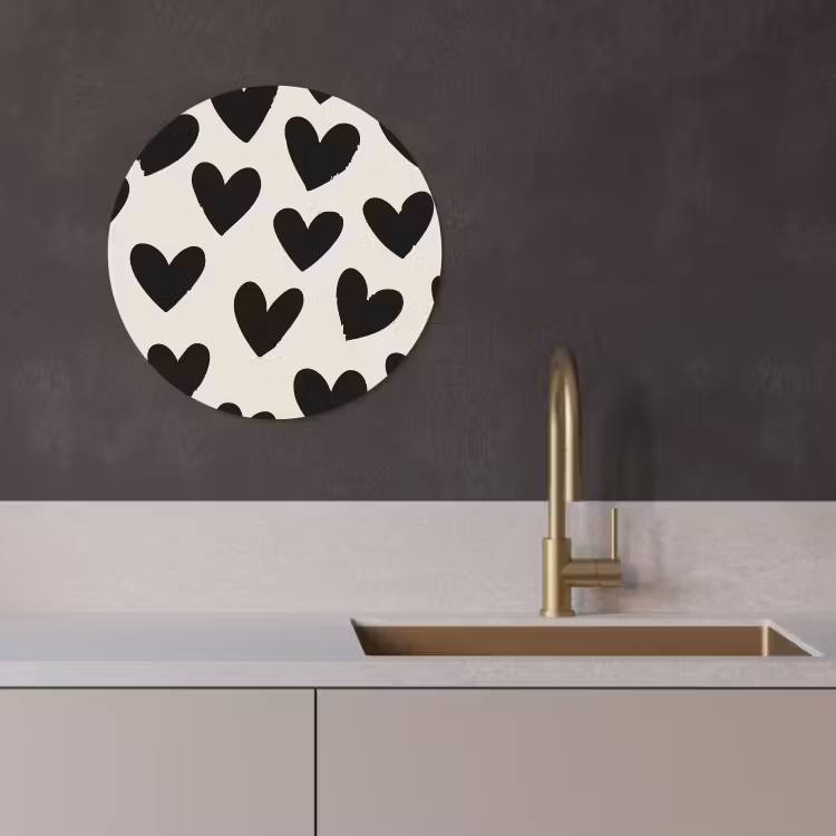 Runde Bilder - Herzen - Schwarz - Beige — 2