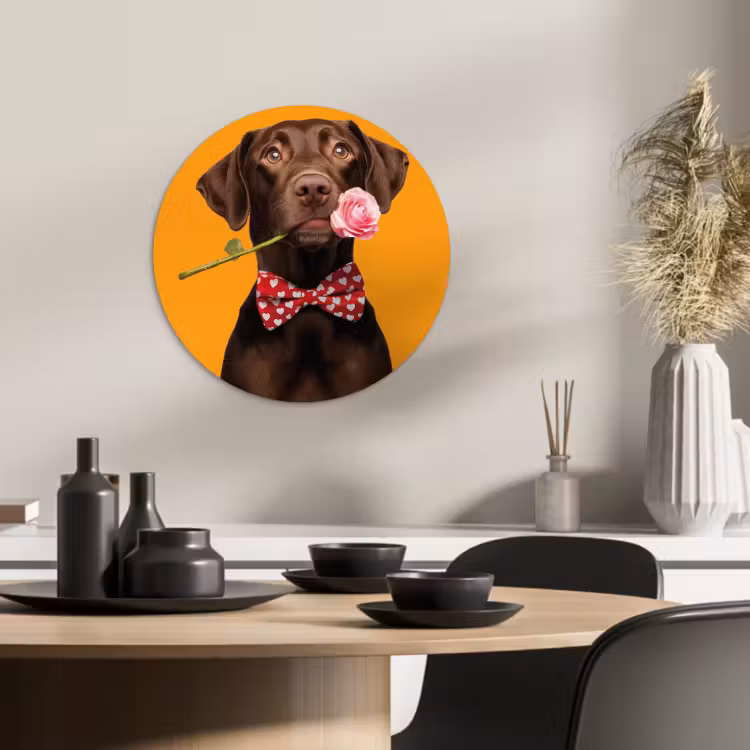 Runde Bilder - Hund - Orange - Rose - Valentinstag — 2