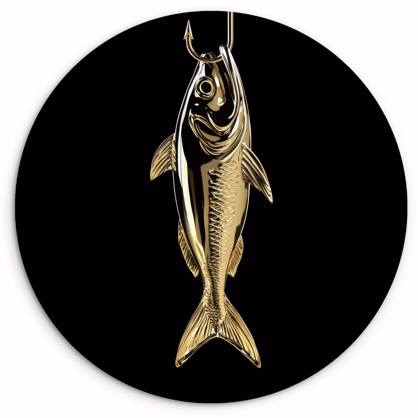 KitchenYeah - Küche - Forex Wandkreis - Gold - Fisch - Haken - Schwarz — 1