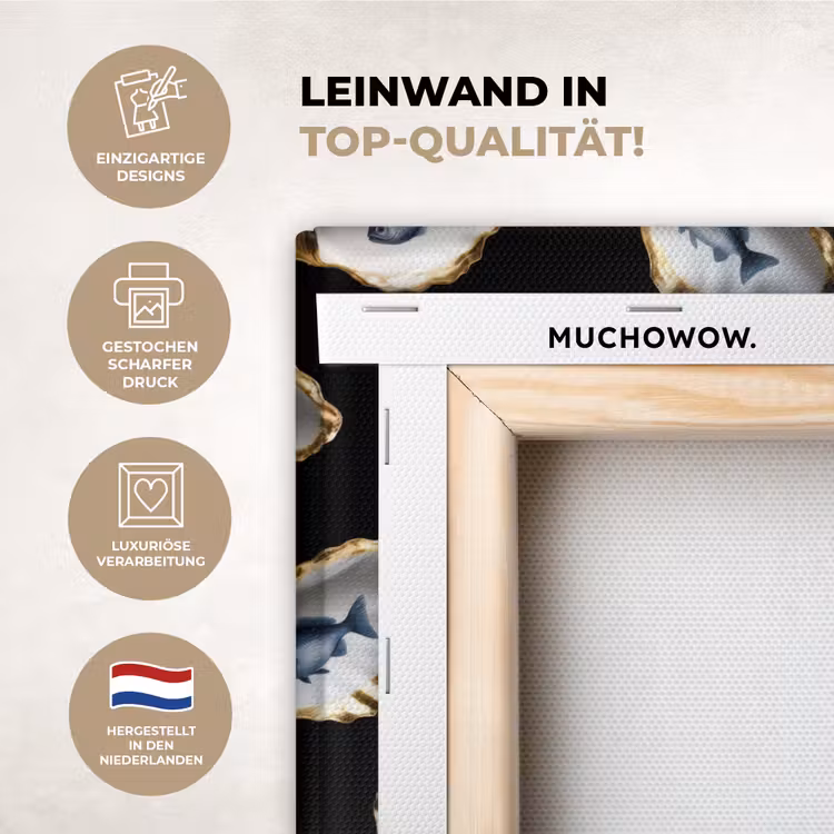 KitchenYeah - Küche - Leinwand - Austern - Fisch - Blau - Gold — 1