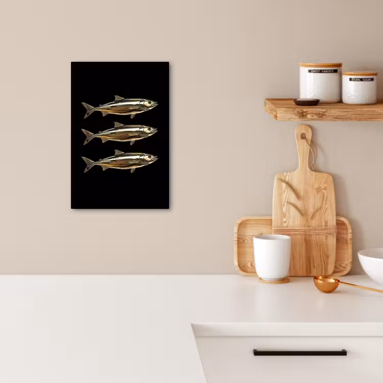 KitchenYeah - Küche - Leinwand - Fische - Gold - Schwarz — 2