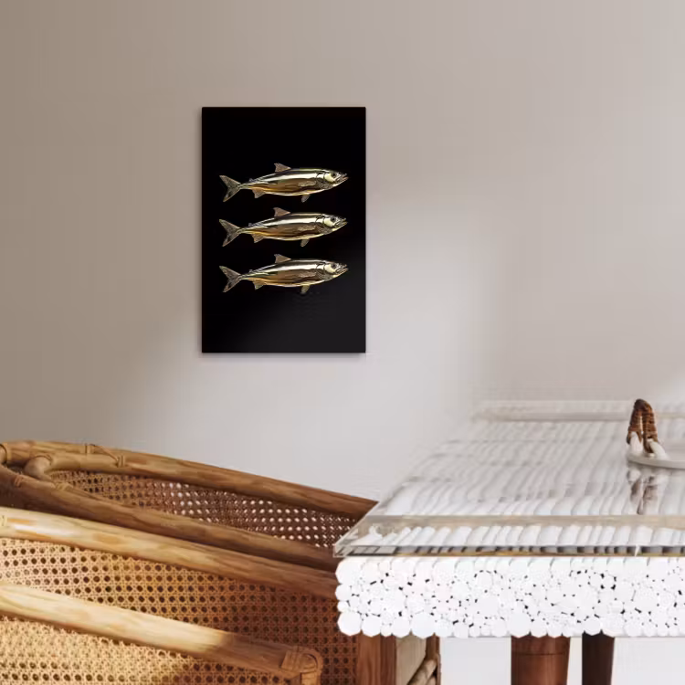 KitchenYeah - Küche - Leinwand - Fische - Gold - Schwarz — 3