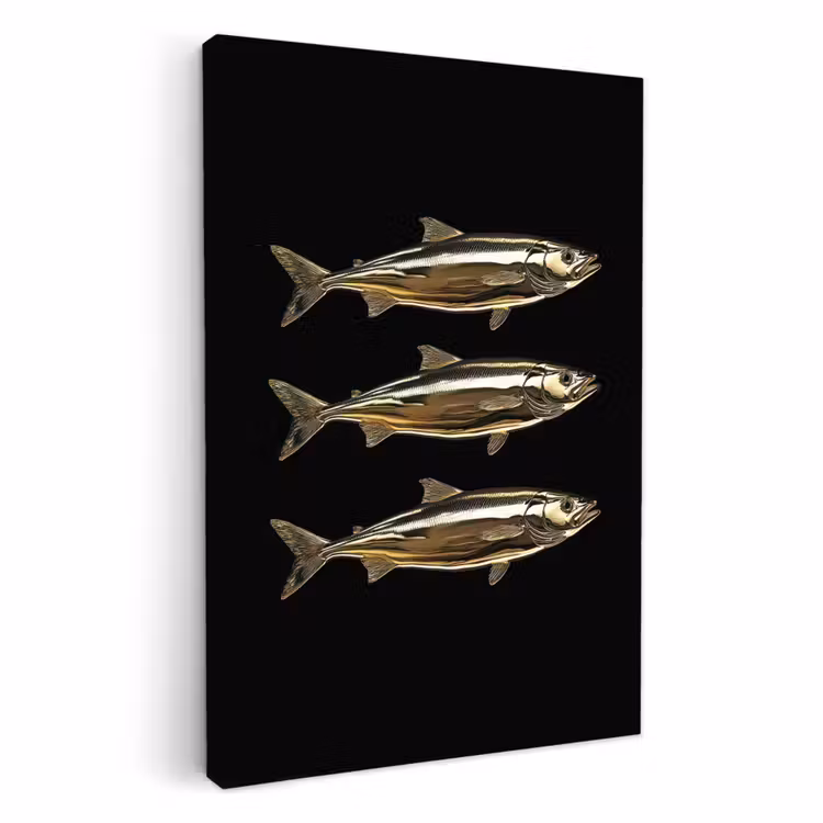 KitchenYeah - Küche - Leinwand - Fische - Gold - Schwarz — 4