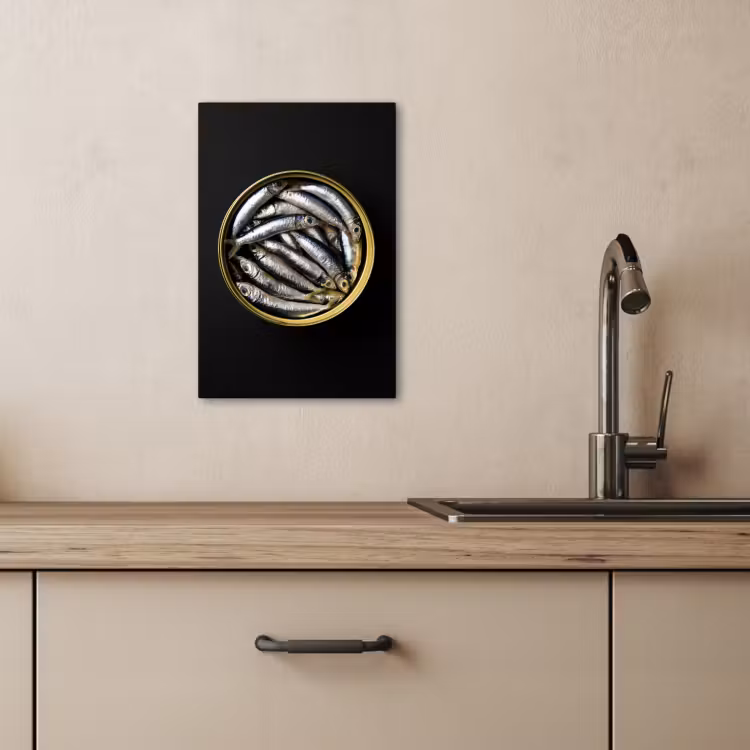 KitchenYeah - Küche - Leinwand - Sardinen - Fisch - Rund - Schwarz — 3
