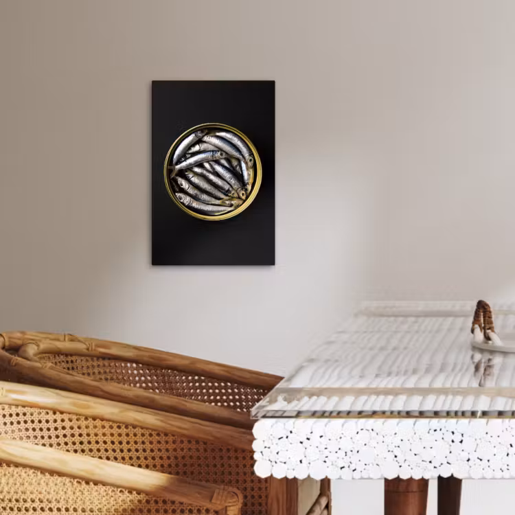 KitchenYeah - Küche - Leinwand - Sardinen - Fisch - Rund - Schwarz — 4