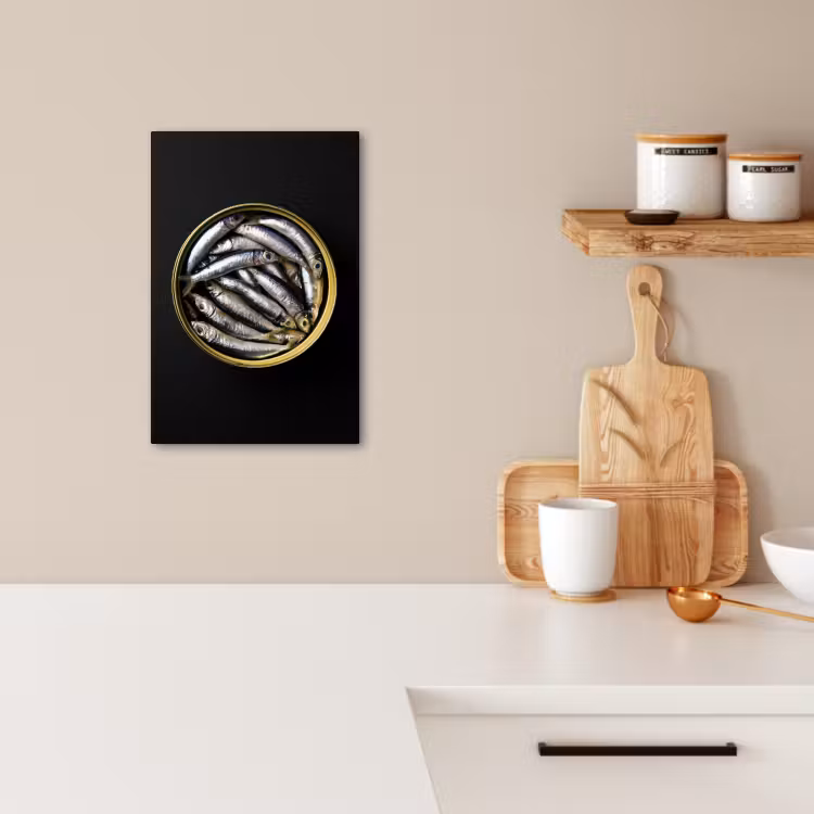KitchenYeah - Küche - Leinwand - Sardinen - Fisch - Rund - Schwarz — 5