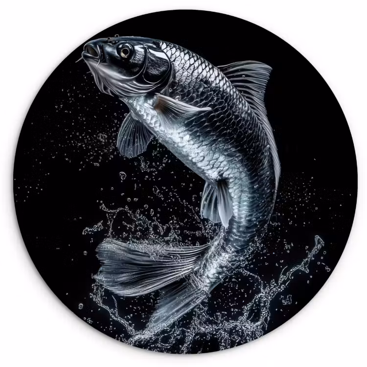 KitchenYeah - Küche - Forex Wandkreis - Fische - Koi - Schwarz - Wasser — 1