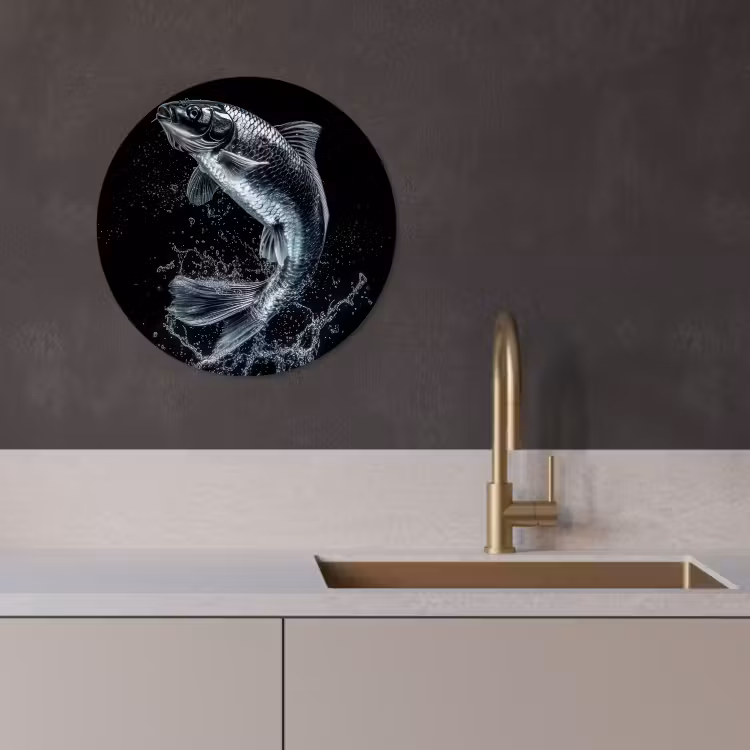 KitchenYeah - Küche - Forex Wandkreis - Fische - Koi - Schwarz - Wasser — 2