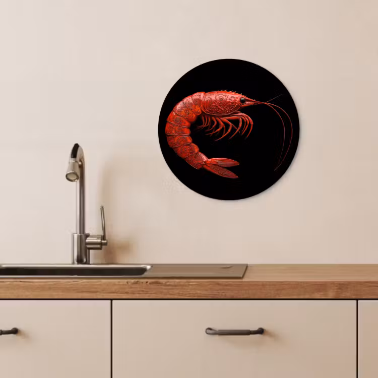 KitchenYeah - Küche - Forex Wandkreis - Garnele - Rot - Tiere — 3