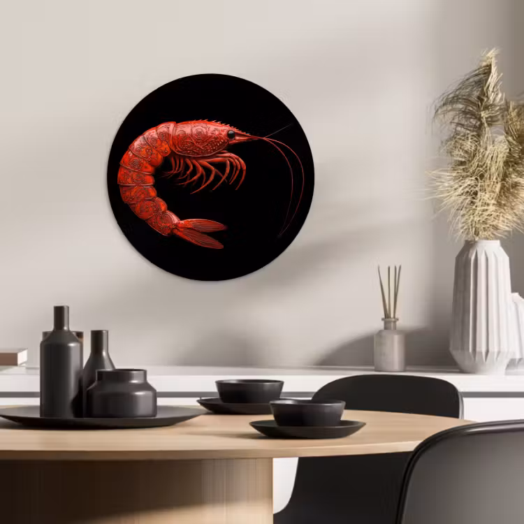 KitchenYeah - Küche - Forex Wandkreis - Garnele - Rot - Tiere — 4