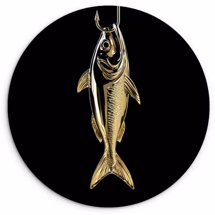 KitchenYeah - Küche - Forex Wandkreis - Gold - Fisch - Haken - Schwarz — 1