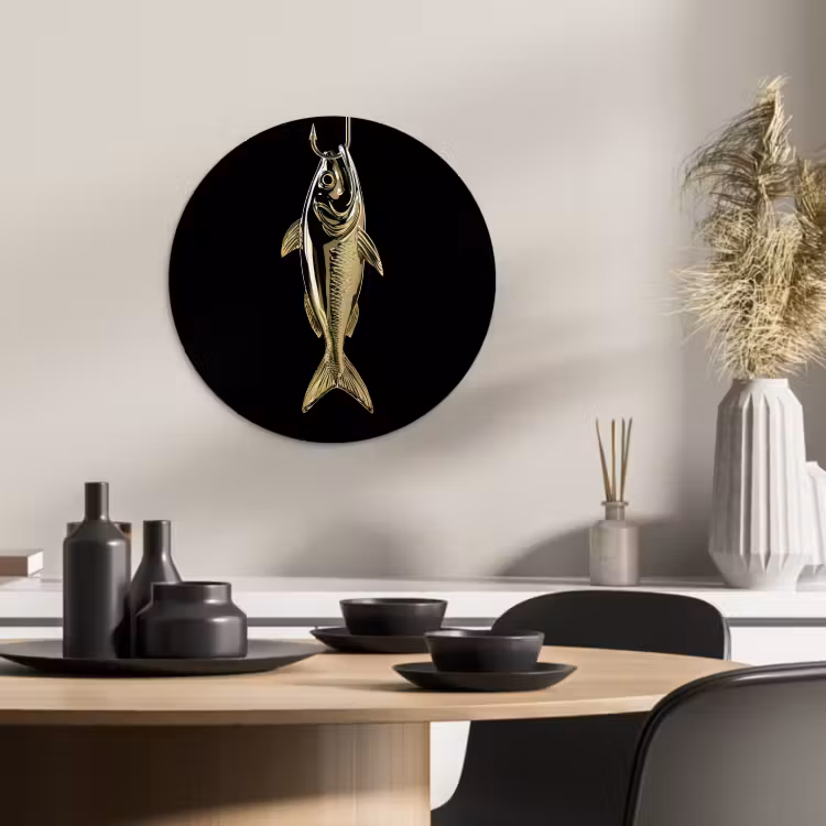 KitchenYeah - Küche - Forex Wandkreis - Gold - Fisch - Haken - Schwarz — 2