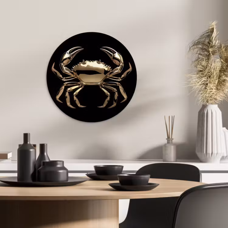 KitchenYeah - Küche - Forex Wandkreis - Gold - Krabbe - Tiere - Schwarz — 1