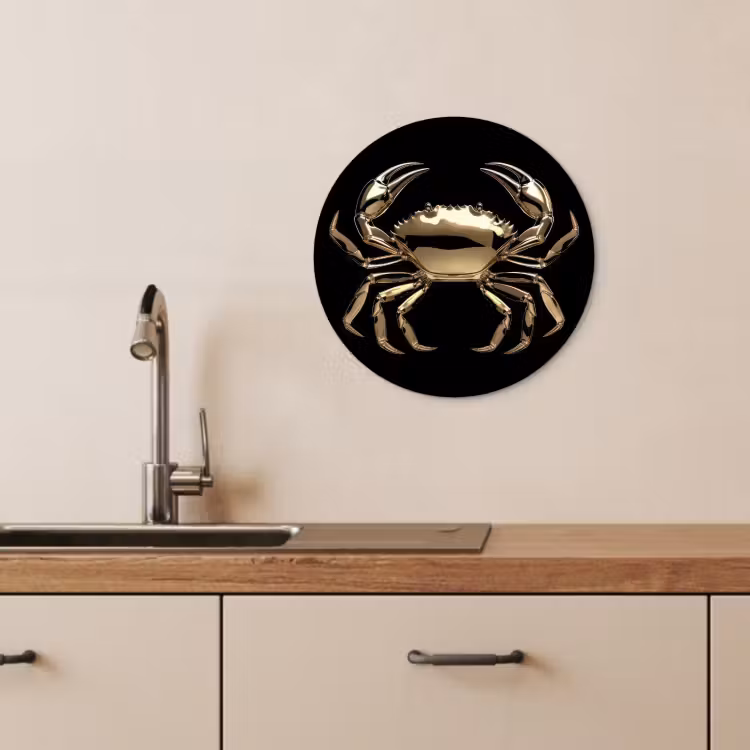KitchenYeah - Küche - Forex Wandkreis - Gold - Krabbe - Tiere - Schwarz — 2