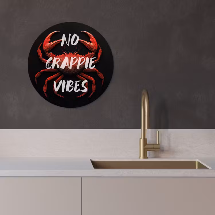 KitchenYeah - Küche - Forex Wandkreis - Krabbe - Rot - Text - Schwarz — 2