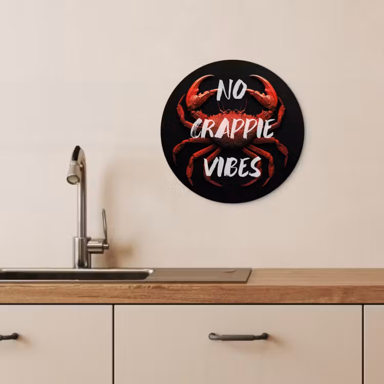 KitchenYeah - Küche - Forex Wandkreis - Krabbe - Rot - Text - Schwarz — 4