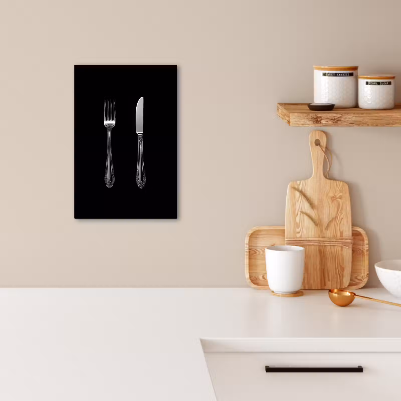 KitchenYeah - Küche - Leinwand - Gabel - Messer - Silber — 1