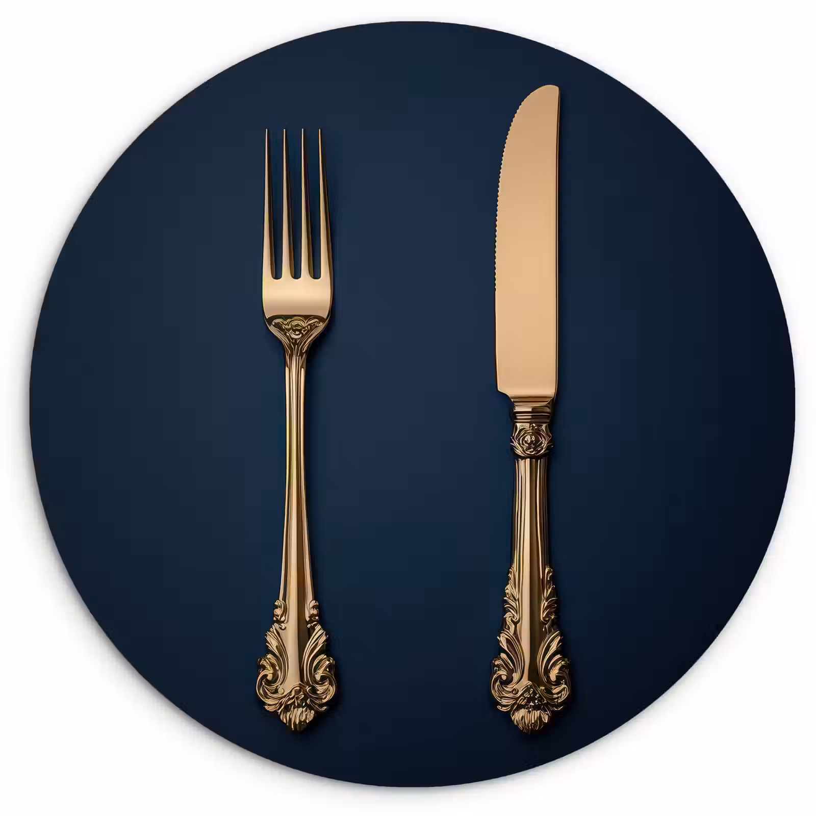 KitchenYeah - Küche - Forex Wandkreis - Besteck - Dunkelblau - Gold — 1