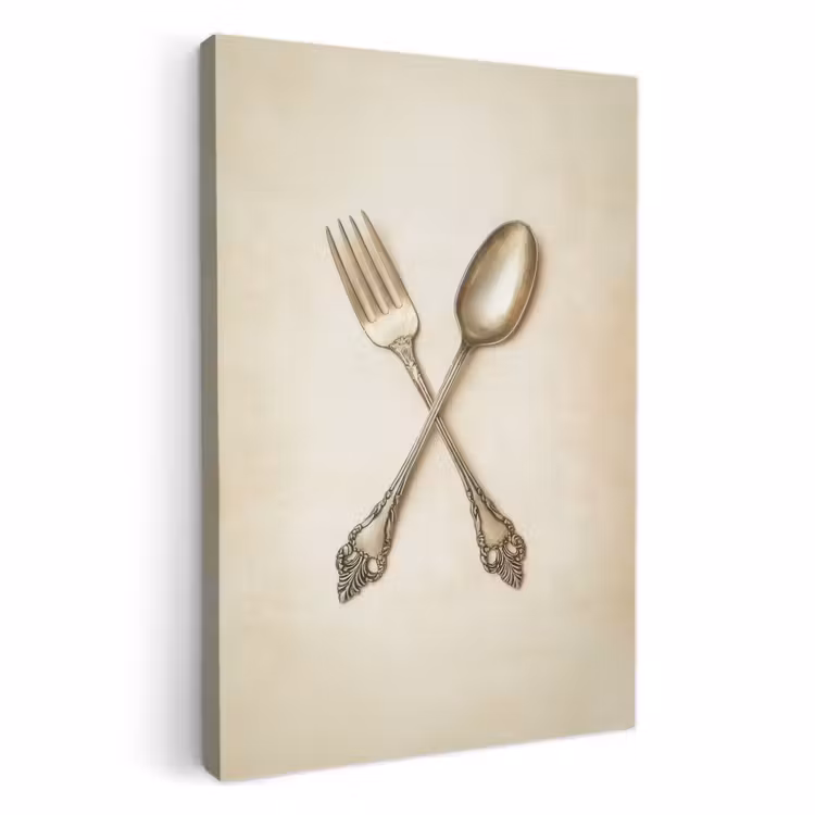 KitchenYeah - Küche - Leinwand - Beige - Vintage - Besteck — 1