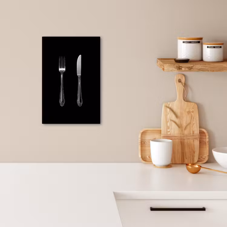 KitchenYeah - Küche - Leinwand - Gabel - Messer - Silber — 1