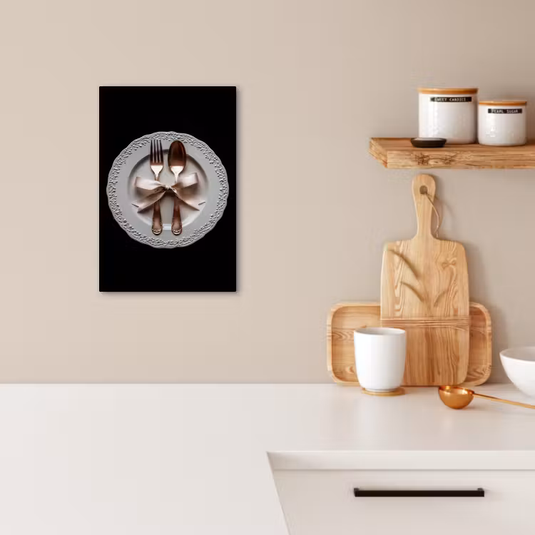 KitchenYeah - Küche - Leinwand - Rose - Schleife - Besteck — 4