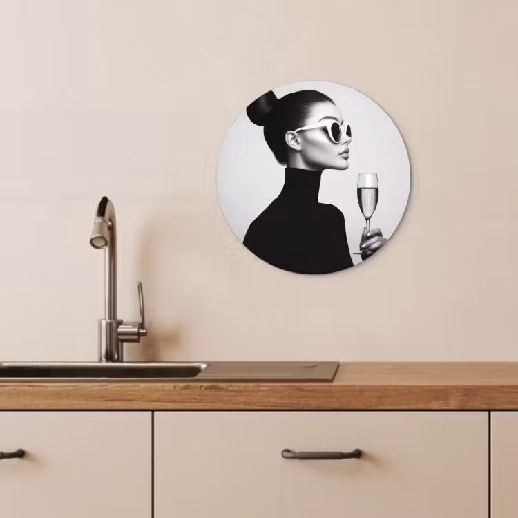 KitchenYeah - Küche - Forex Wandkreis - Frau - Champagner - Modern — 4
