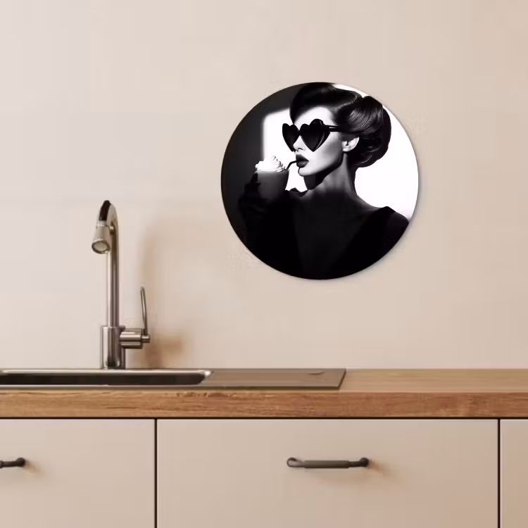 KitchenYeah - Küche - Forex Wandkreis - Frau - Schwarz - Herz — 2