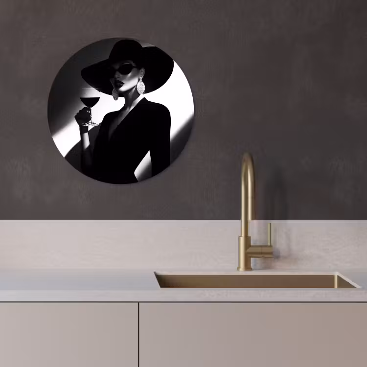KitchenYeah - Küche - Forex Wandkreis - Frau - Wein - Chic — 1