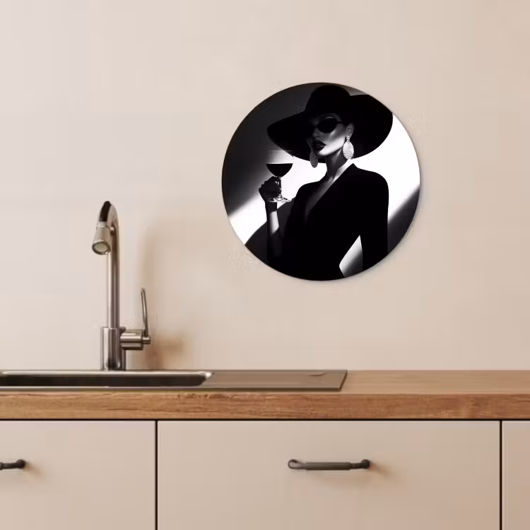 KitchenYeah - Küche - Forex Wandkreis - Frau - Wein - Chic — 4