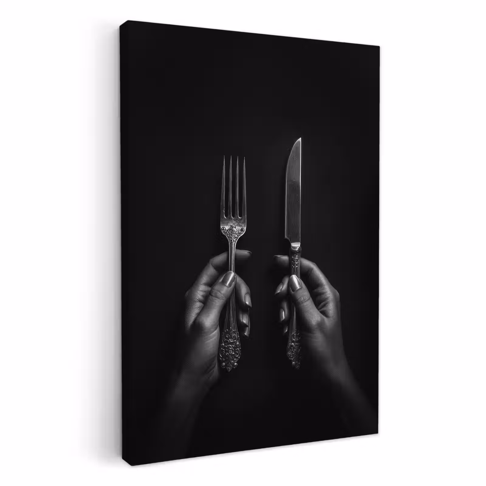 KitchenYeah - Küche - Leinwand - Besteck - Schwarz - Weiß — 1