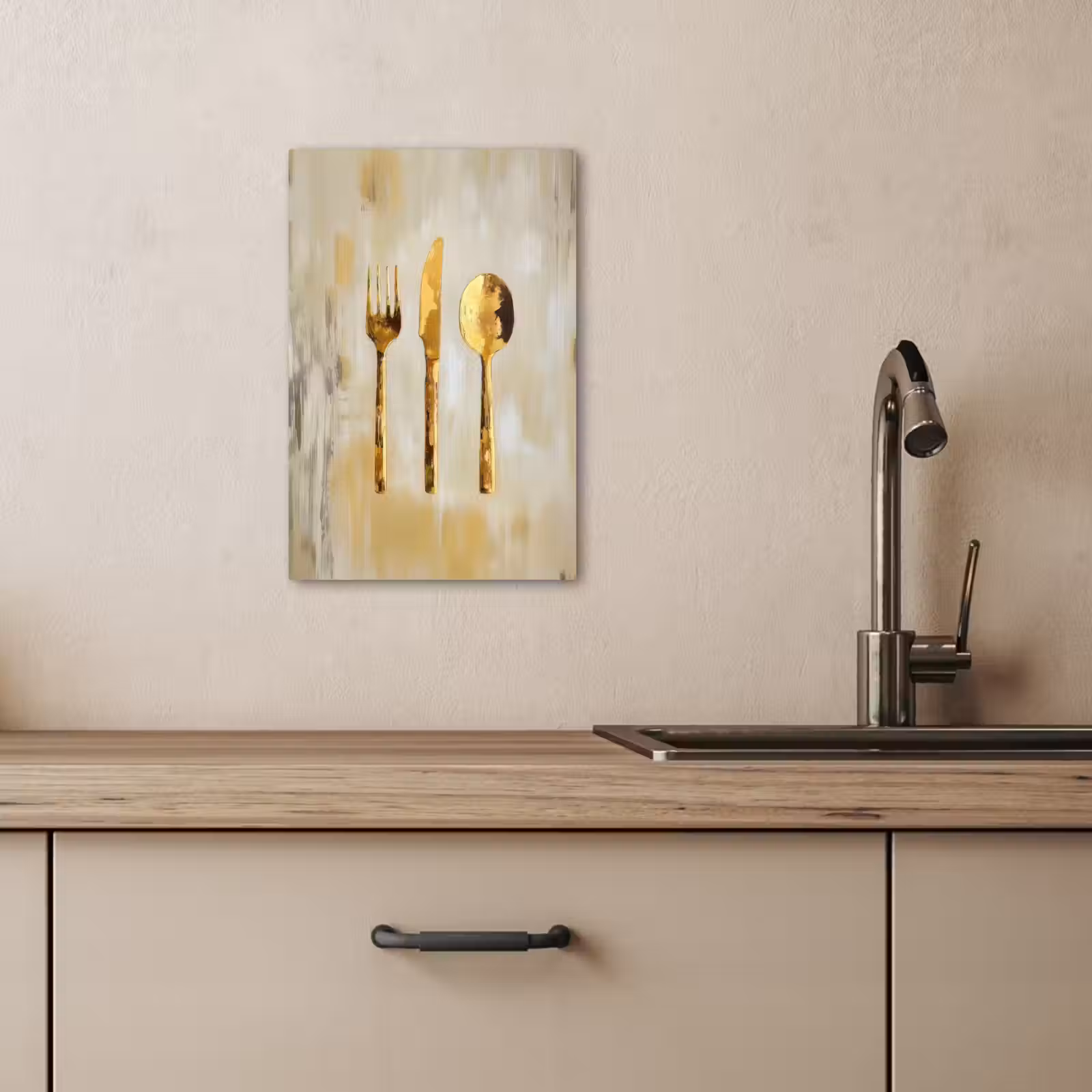 KitchenYeah - Küche - Leinwand - Farbe - Gold - Besteck — 1