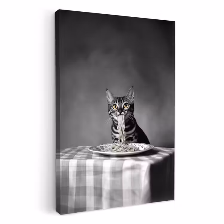 Leinwandbilder - Bengalisch - Katze - Tischtuch - Schwarz - Weiß - Tier — 2