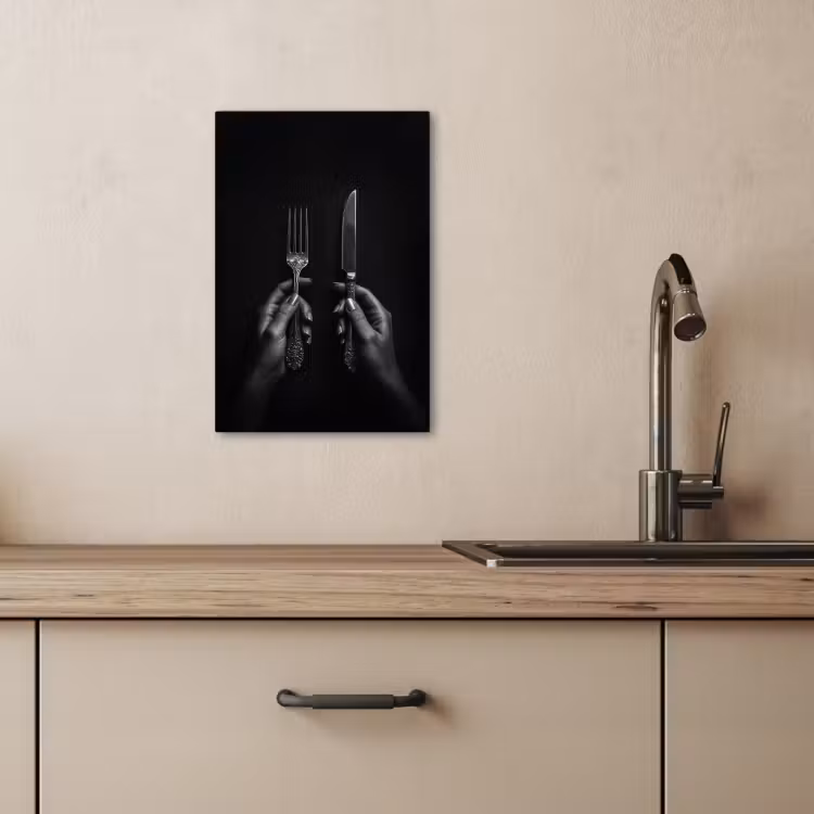 KitchenYeah - Küche - Leinwand - Besteck - Schwarz - Weiß — 4