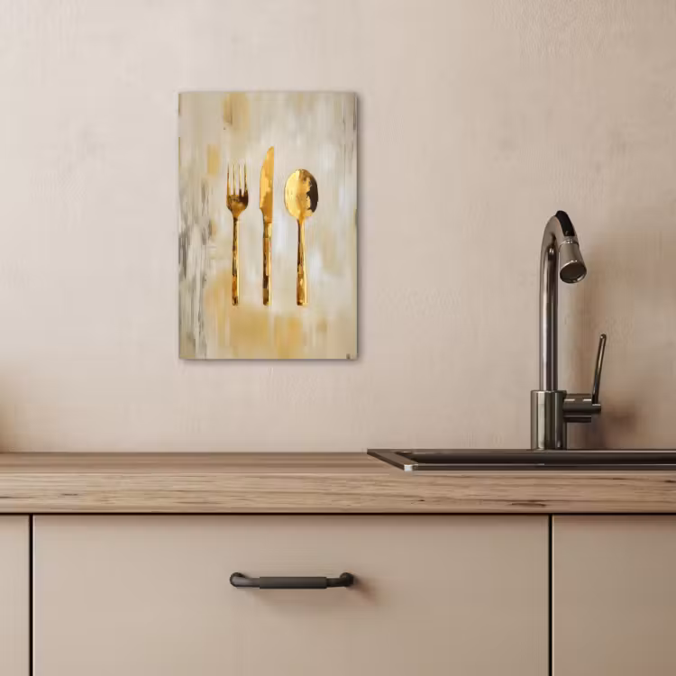 KitchenYeah - Küche - Leinwand - Farbe - Gold - Besteck — 1