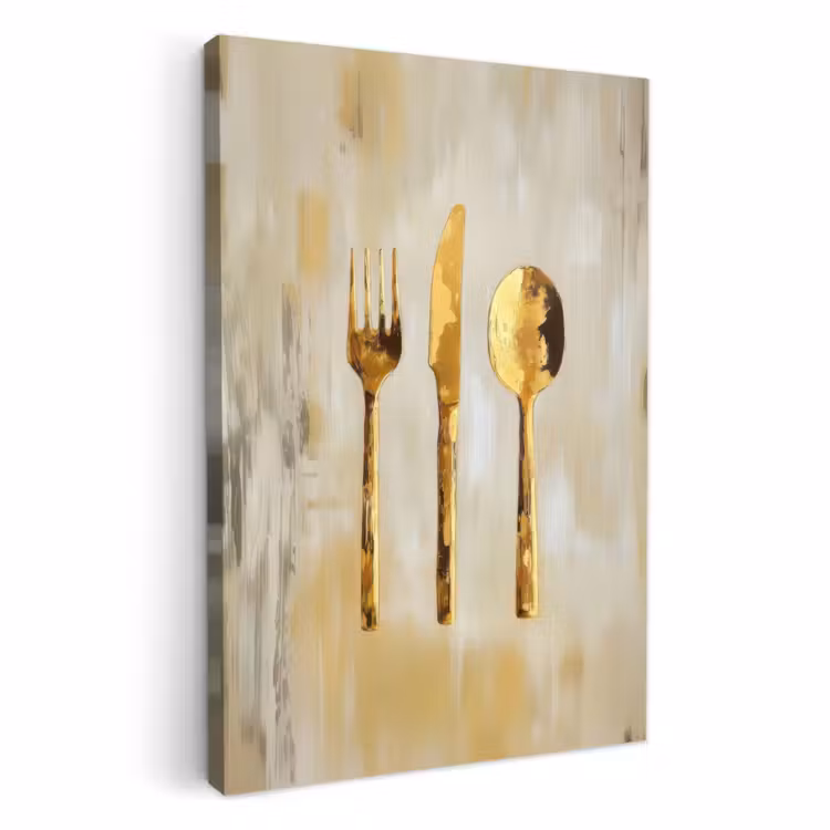 KitchenYeah - Küche - Leinwand - Farbe - Gold - Besteck — 2