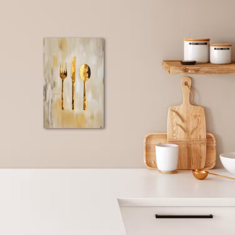 KitchenYeah - Küche - Leinwand - Farbe - Gold - Besteck — 4