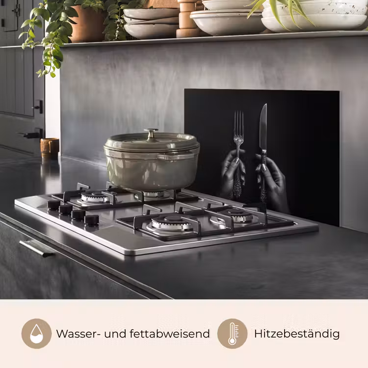 Spritzschutz Küche - Besteck - Schwarz - Weiß — 2