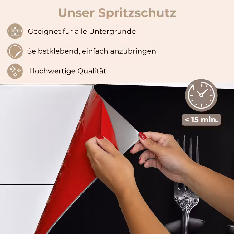 Spritzschutz Küche - Besteck - Schwarz - Weiß — 4