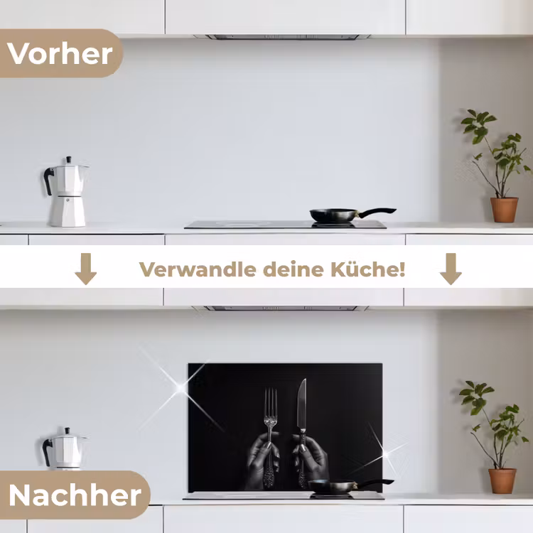 Spritzschutz Küche - Besteck - Schwarz - Weiß — 7