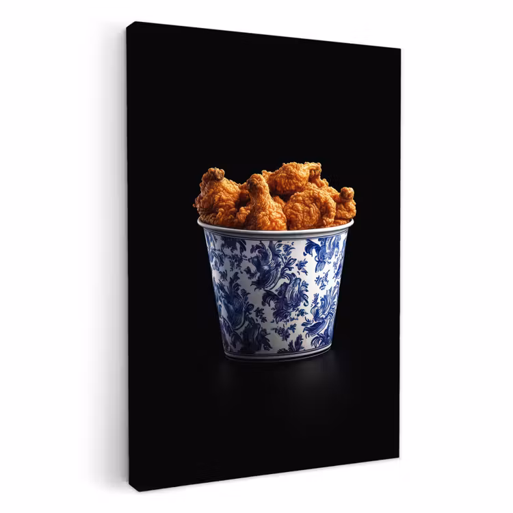 Leinwandbilder - Huhn - Eimer - Delfter Blau - Schmackhaft — 1