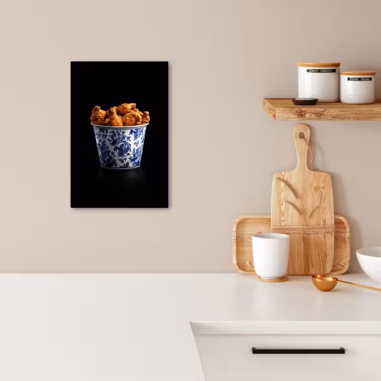 Leinwandbilder - Huhn - Eimer - Delfter Blau - Schmackhaft — 3