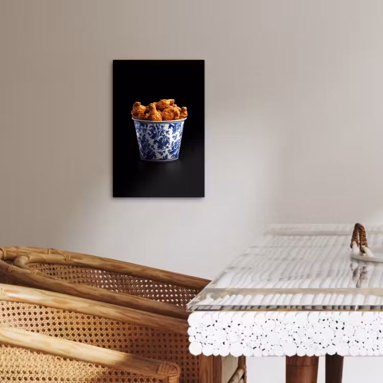Leinwandbilder - Huhn - Eimer - Delfter Blau - Schmackhaft — 4