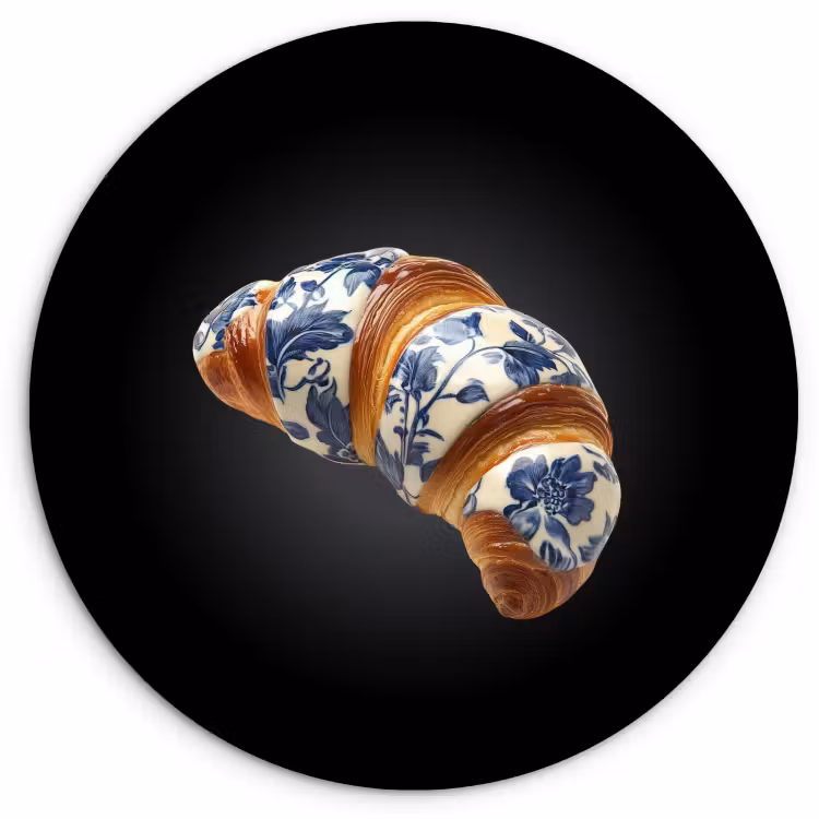 Runde Bilder - Croissant - Florales Muster - Delfter Blau — 4