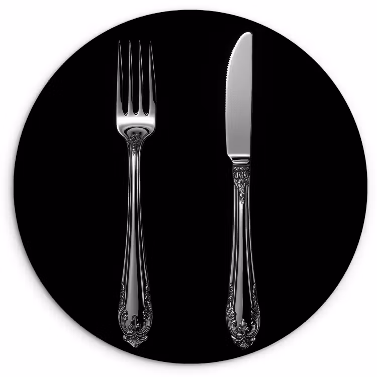 KitchenYeah - Küche - Forex Wandkreis - Gabel - Messer - Silber — 1