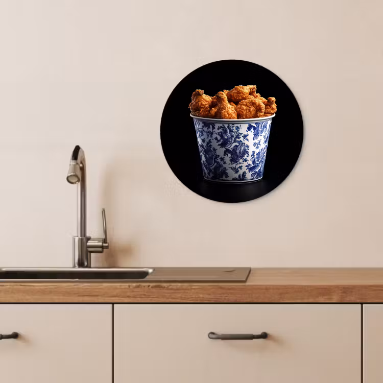 Runde Bilder - Huhn - Eimer - Delfter Blau - Schmackhaft — 1