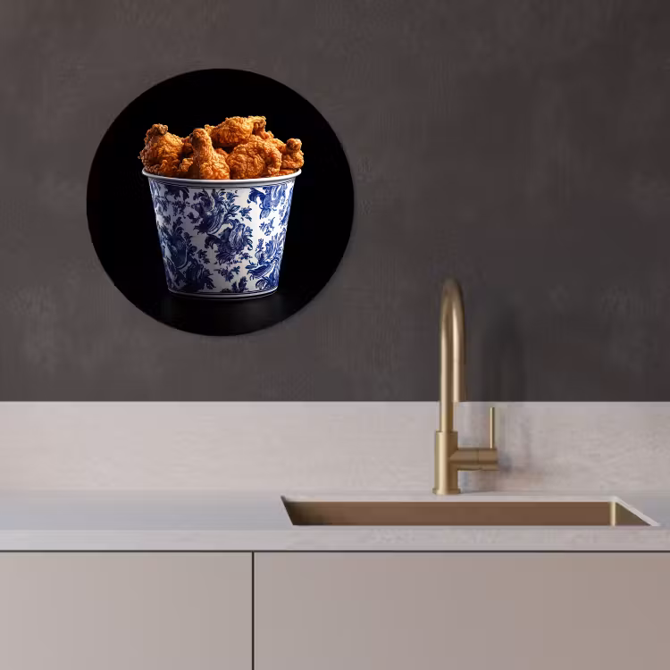 Runde Bilder - Huhn - Eimer - Delfter Blau - Schmackhaft — 2