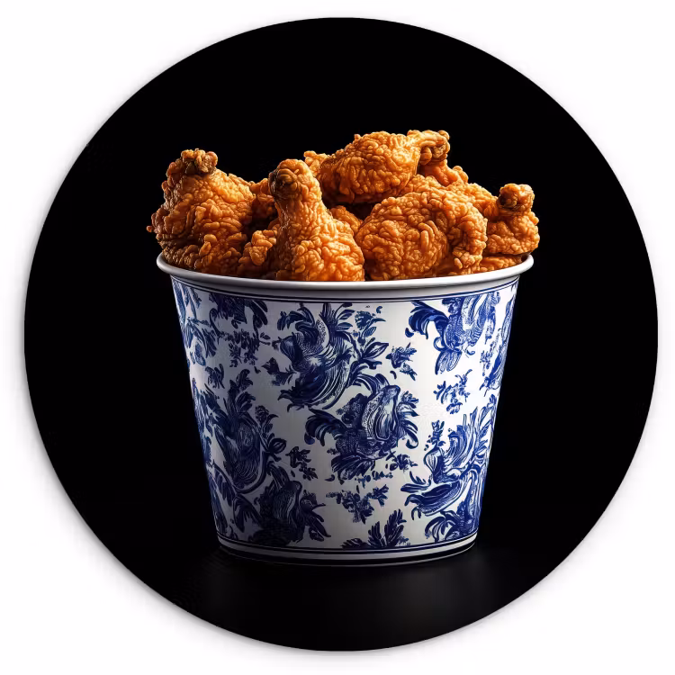 Runde Bilder - Huhn - Eimer - Delfter Blau - Schmackhaft — 4