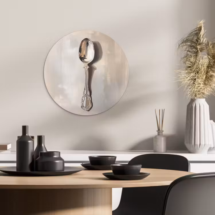 KitchenYeah - Küche - Forex Wandkreis - Löffel - Farbe - Silber — 3